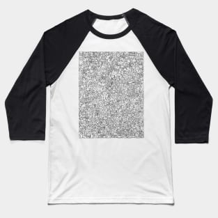 Doodle line art creatures illustration black and white design by shoosh Baseball T-Shirt